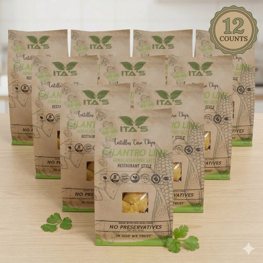 Ita's Tortillas Chips With Cilantro, Lime and Pink Salt - Box 12 units